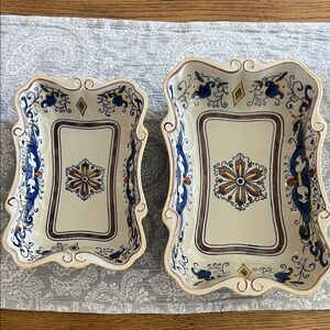 Temp-Tations by Tara Blue and Cream Rectangular Bakeware Set